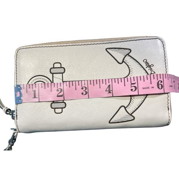 Brighton Anchor Leather Zip Around Tech Wallet Wristlet Organize Nautical Preppy - Picture 2 of 10